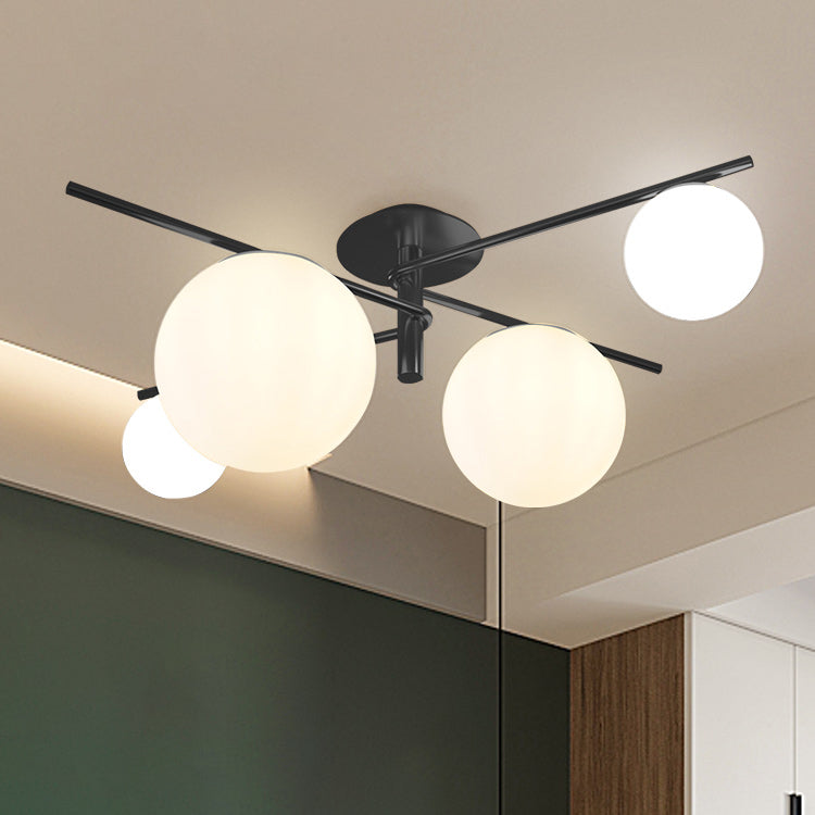 Glass Bubbles Ceiling Light Modern Style Semi Flush Mount Lamp for Bedroom