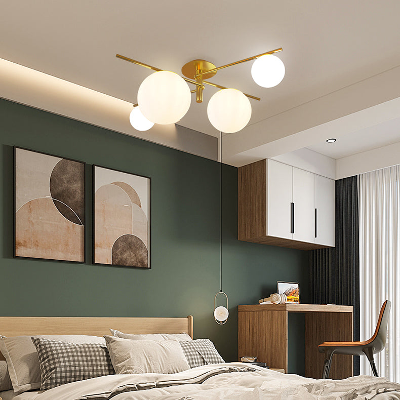 Glass Bubbles Ceiling Light Modern Style Semi Flush Mount Lamp for Bedroom