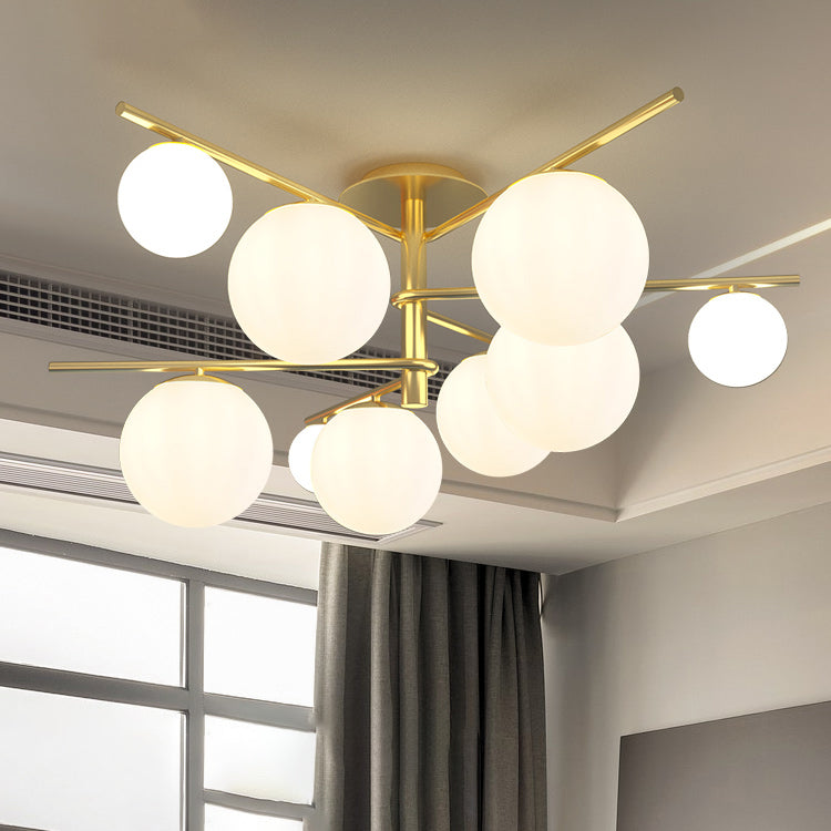Glass Bubbles Ceiling Light Modern Style Semi Flush Mount Lamp for Bedroom