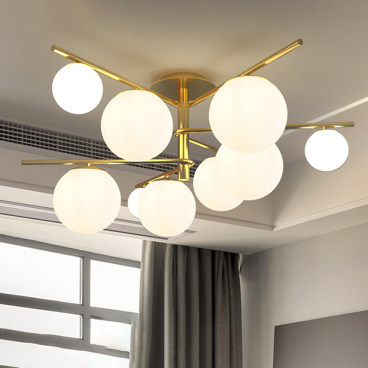 Glass Bubbles Ceiling Light Modern Style Semi Flush Mount Lamp for Bedroom