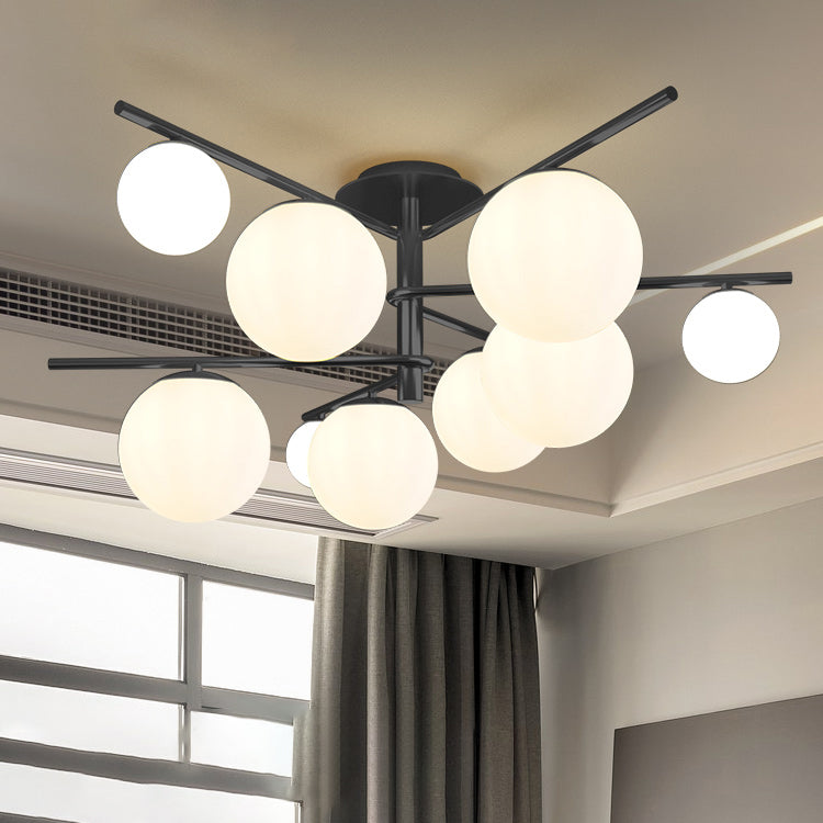 Glass Bubbles Ceiling Light Modern Style Semi Flush Mount Lamp for Bedroom