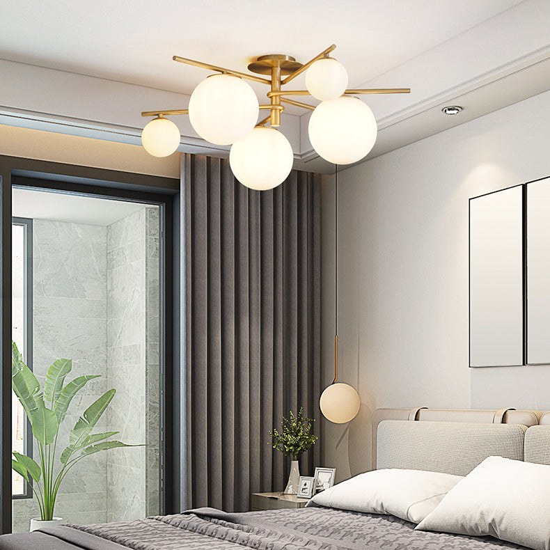Glass Bubbles Ceiling Light Modern Style Semi Flush Mount Lamp for Bedroom