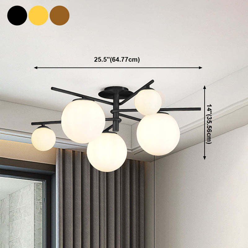 Glass Bubbles Ceiling Light Modern Style Semi Flush Mount Lamp for Bedroom
