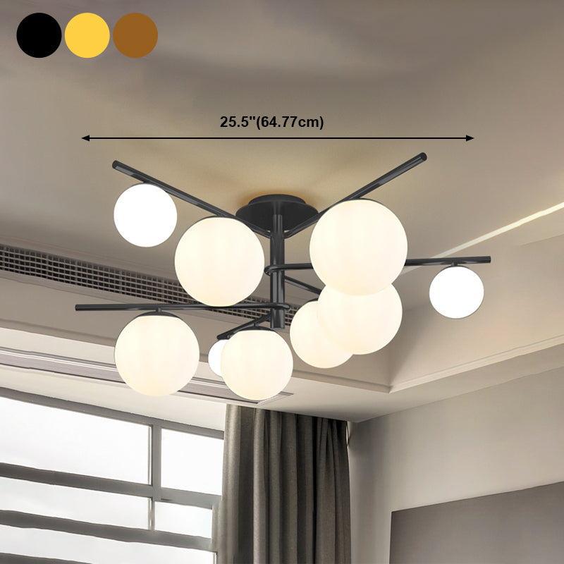 Glass Bubbles Ceiling Light Modern Style Semi Flush Mount Lamp for Bedroom