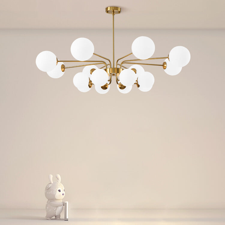 Designer Style Globe Chandelier Lighting Multi-Head Suspension Pendant Lamps with Glass Shade