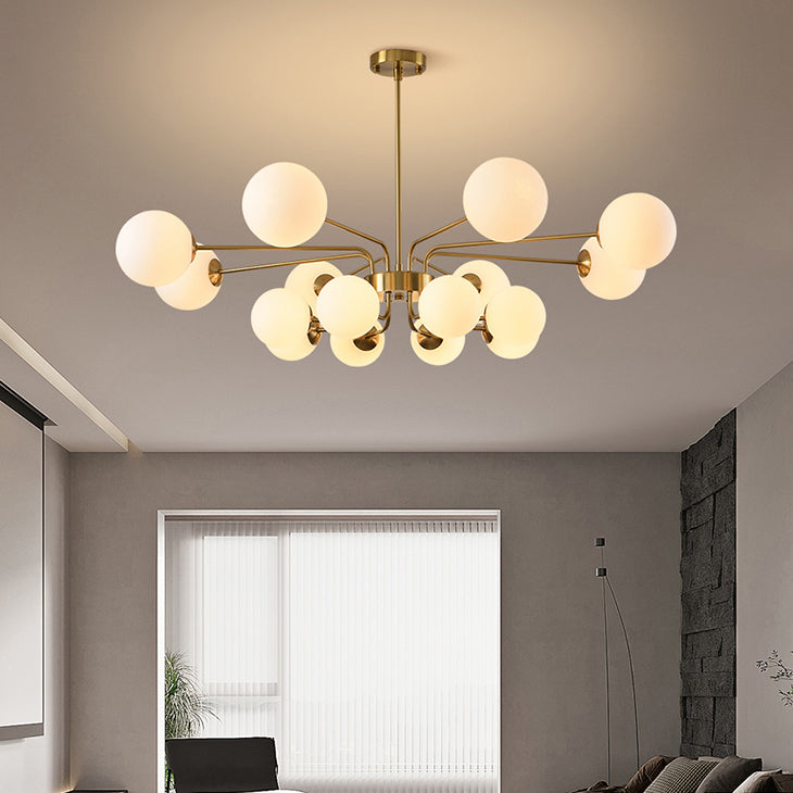 Designer Style Globe Chandelier Lighting Multi-Head Suspension Pendant Lamps with Glass Shade