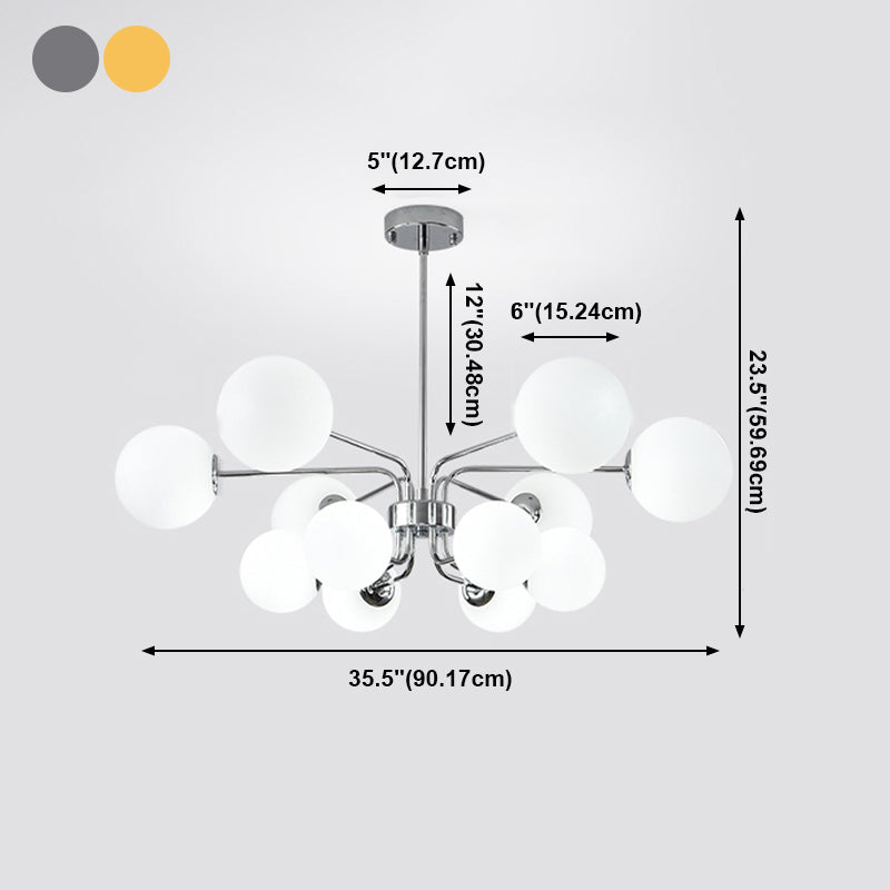 Designer Style Globe Chandelier Lighting Multi-Head Suspension Pendant Lamps with Glass Shade