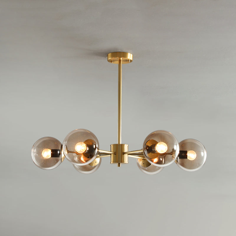 Modern Globe Chandelier Light Fixtures Multi-Head Suspension Pendant Lamps with Glass Shade