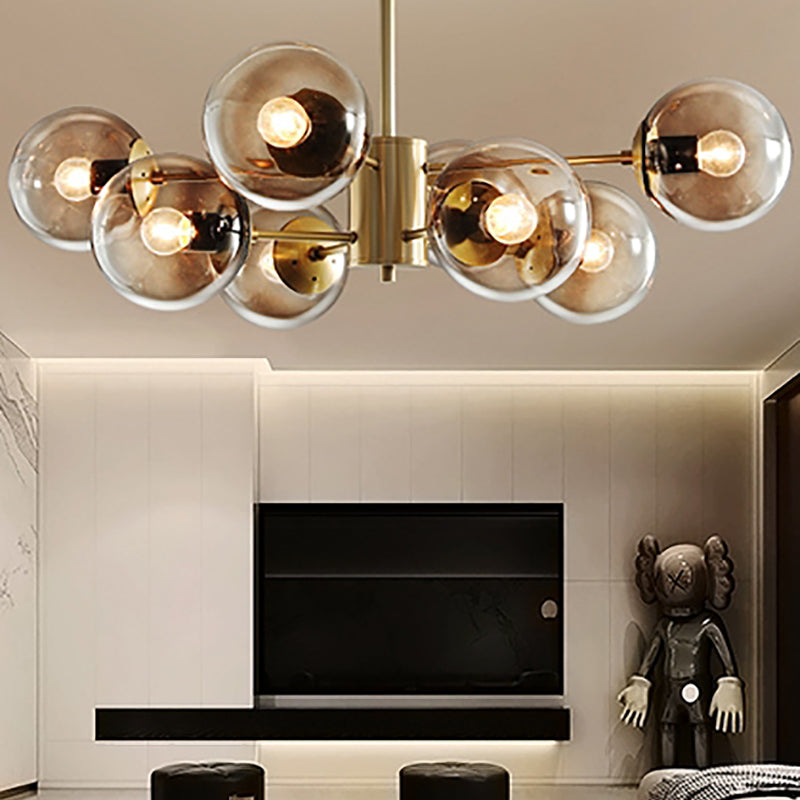 Modern Globe Chandelier Light Fixtures Multi-Head Suspension Pendant Lamps with Glass Shade