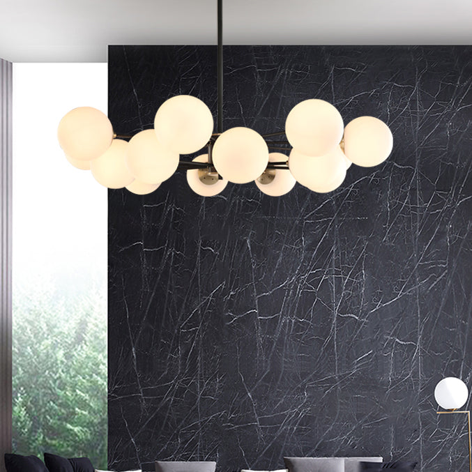 Modern Globe Chandelier Light Fixtures Multi-Head Suspension Pendant Lamps with Glass Shade