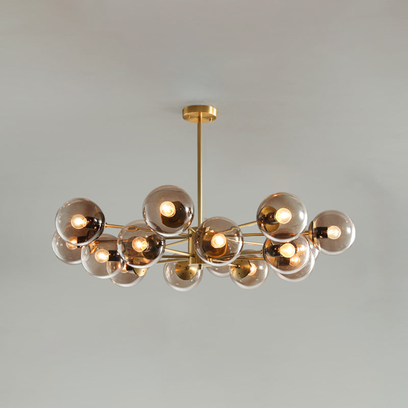 Modern Globe Chandelier Light Fixtures Multi-Head Suspension Pendant Lamps with Glass Shade