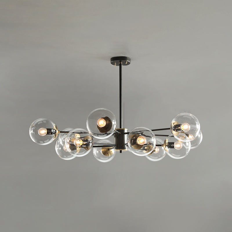 Modern Globe Chandelier Light Fixtures Multi-Head Suspension Pendant Lamps with Glass Shade