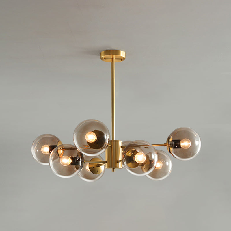 Modern Globe Chandelier Light Fixtures Multi-Head Suspension Pendant Lamps with Glass Shade