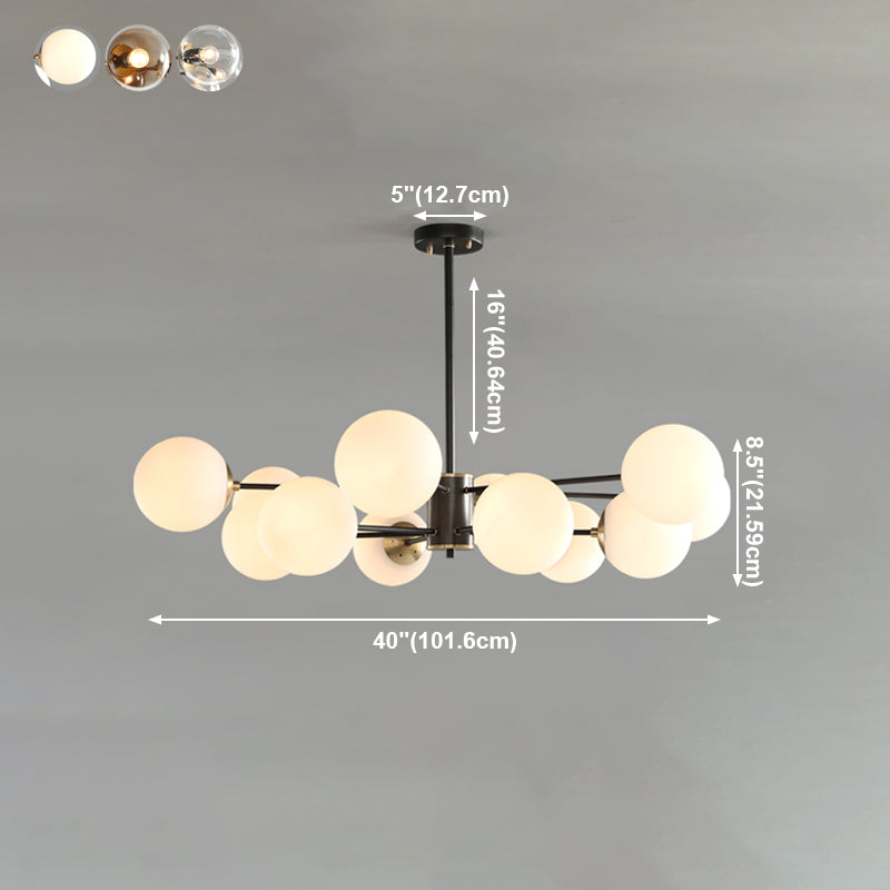 Modern Globe Chandelier Light Fixtures Multi-Head Suspension Pendant Lamps with Glass Shade