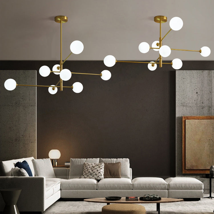 Designer Style Chandelier Light Fixtures Multi-Head Suspension Pendant Lamps with Glass Shade
