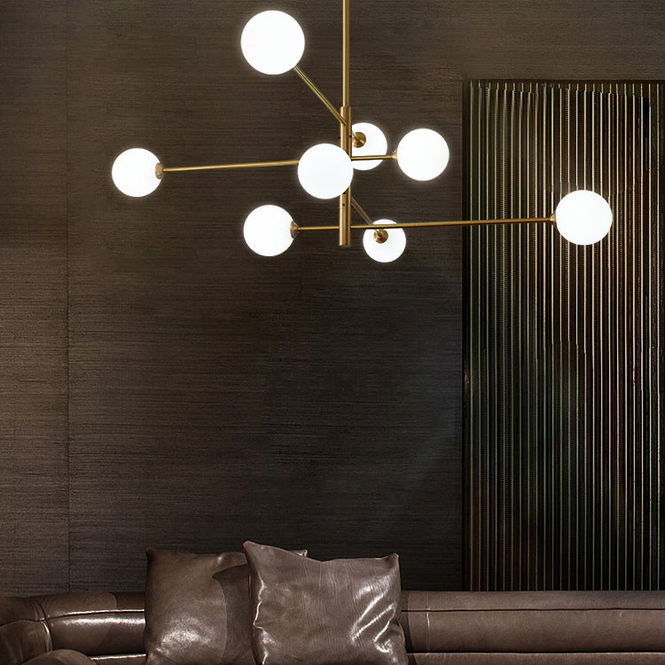 Designer Style Chandelier Light Fixtures Multi-Head Suspension Pendant Lamps with Glass Shade