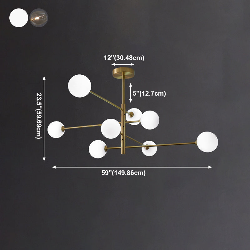 Designer Style Chandelier Light Fixtures Multi-Head Suspension Pendant Lamps with Glass Shade