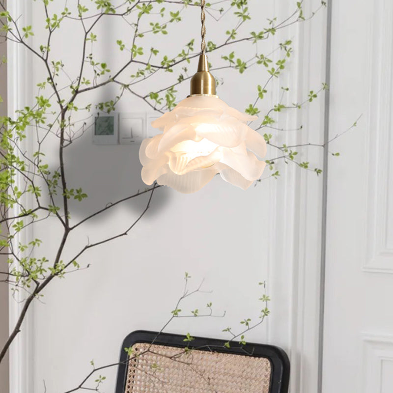 Glass Flower Pendants Lights Single Bulb Modern Style Living Room Hanging Light Fixtures