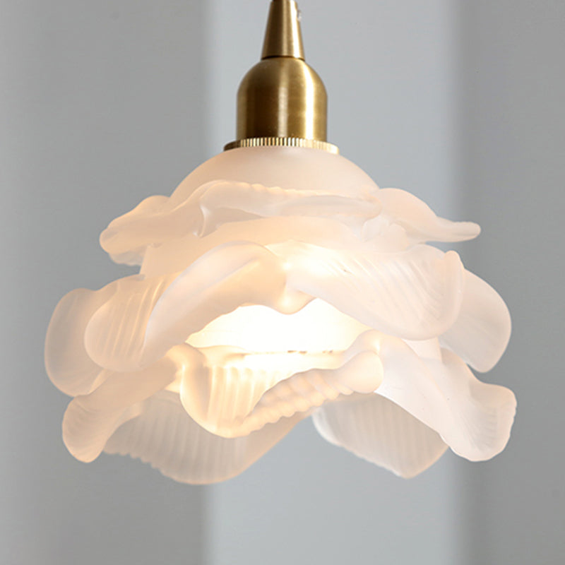 Glass Flower Pendants Lights Single Bulb Modern Style Living Room Hanging Light Fixtures