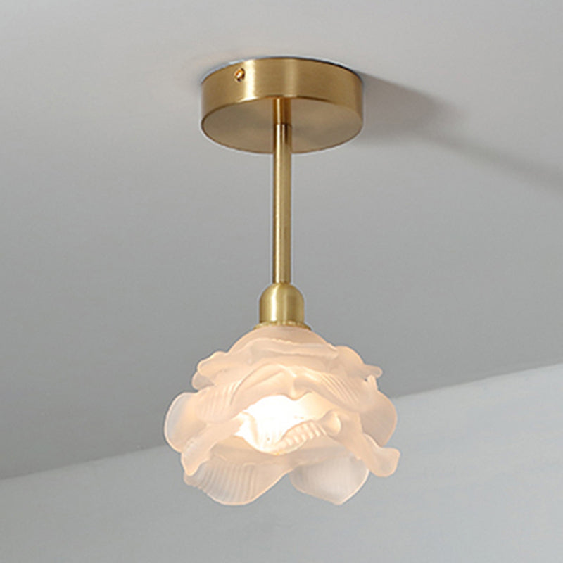 Glass Flower Pendants Lights Single Bulb Modern Style Living Room Hanging Light Fixtures