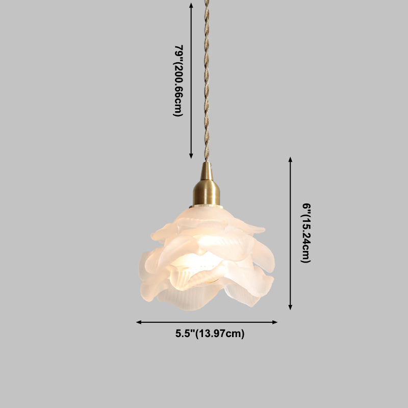 Glass Flower Pendants Lights Single Bulb Modern Style Living Room Hanging Light Fixtures