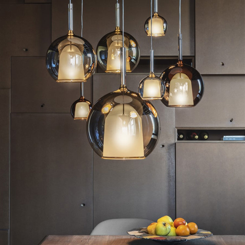 Pendante de style moderne 1 lumière minimalisme Verre Lumière suspendue pour la salle à manger