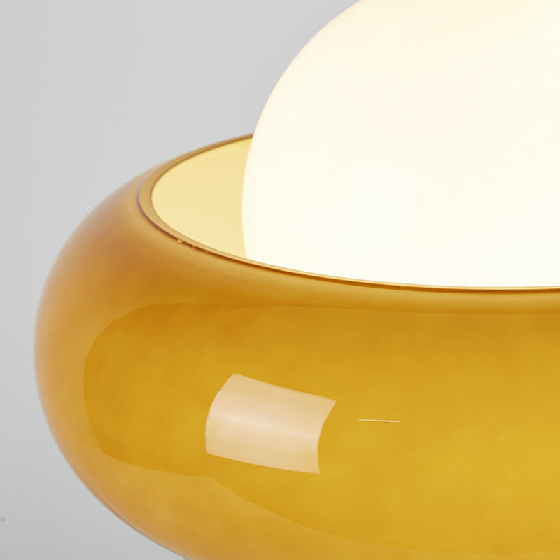 Style moderne verre blanc suspendu 1 tête de salle à manger pendante lumière en jaune