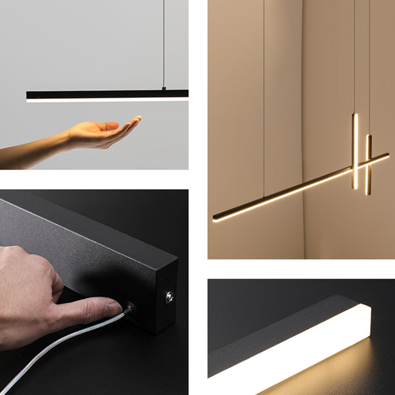 Modern Style LED Pendant Light Long Strip Island Light for Dining Room