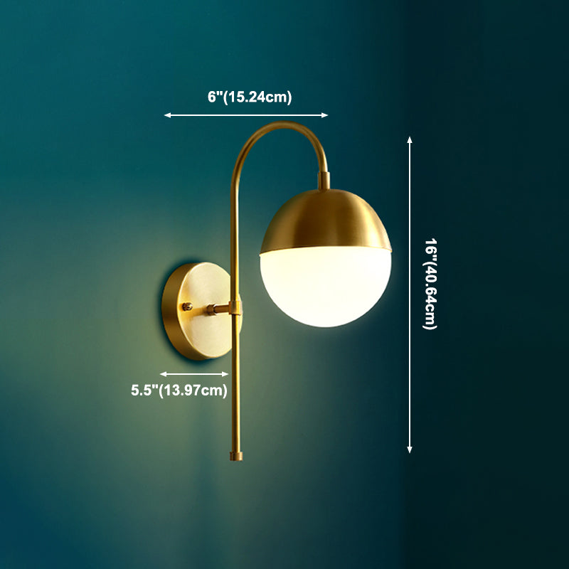 Contemporary Glass Lampshade Wall Sconce One Head Metal Wall Mounted Light Fixture for Living Room