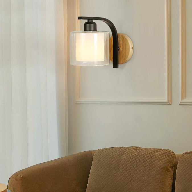 Éclairage de paroi en bois géométrique Appiculture de lumière murale beige minimaliste