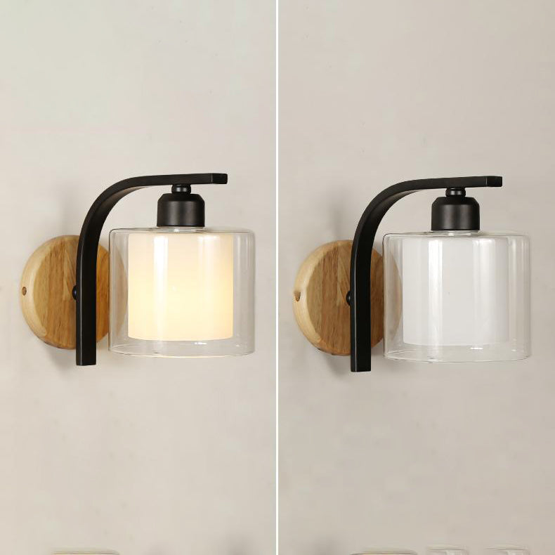 Éclairage de paroi en bois géométrique Appiculture de lumière murale beige minimaliste