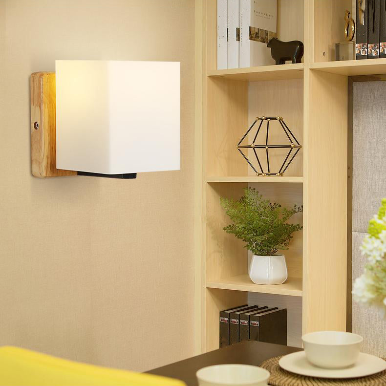 Éclairage de paroi en bois géométrique Appiculture de lumière murale beige minimaliste