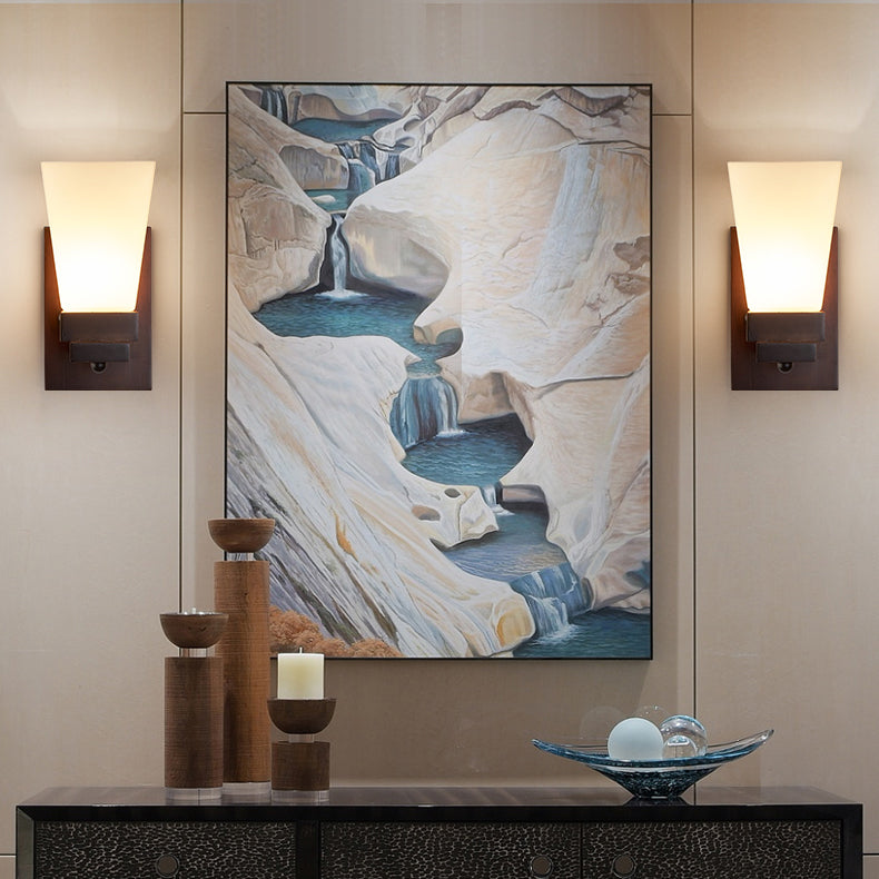 Sala de estar de madera apliques contemporáneos 1 cabeza de vidrio de vidrio luz montada en la pared