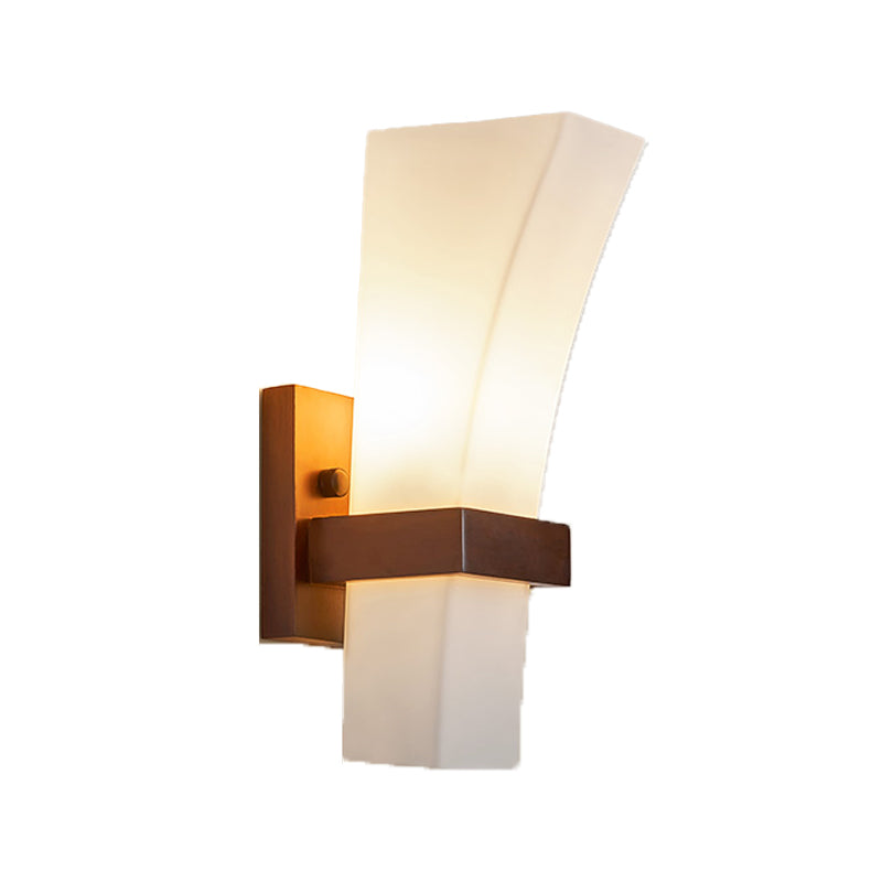 Sala de estar de madera apliques contemporáneos 1 cabeza de vidrio de vidrio luz montada en la pared