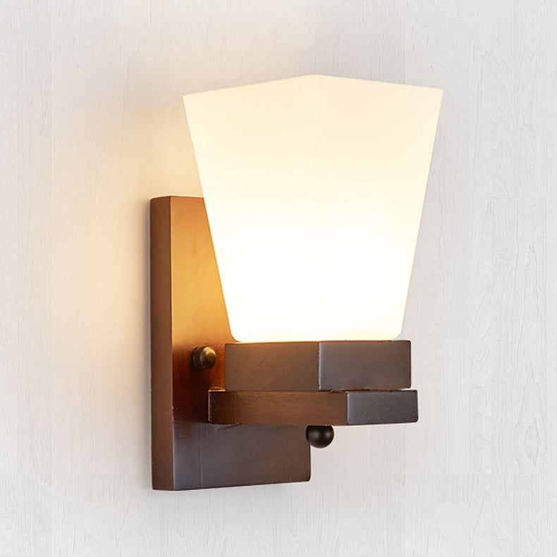 Sala de estar de madera apliques contemporáneos 1 cabeza de vidrio de vidrio luz montada en la pared