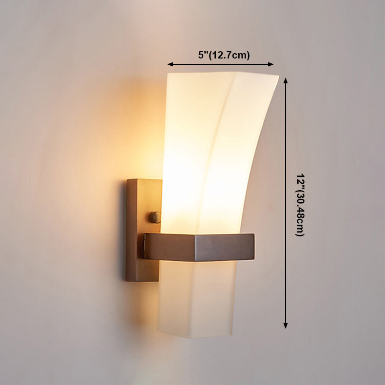 Sala de estar de madera apliques contemporáneos 1 cabeza de vidrio de vidrio luz montada en la pared