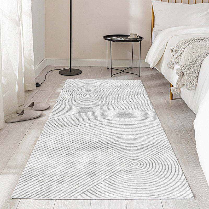 Gray Modern Carpet Polyester Swirl Marks Carpet Washable Carpet for Living Room