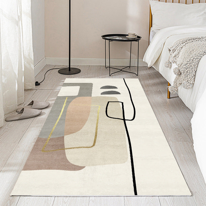 Gray Modern Carpet Polyester Swirl Marks Carpet Washable Carpet for Living Room