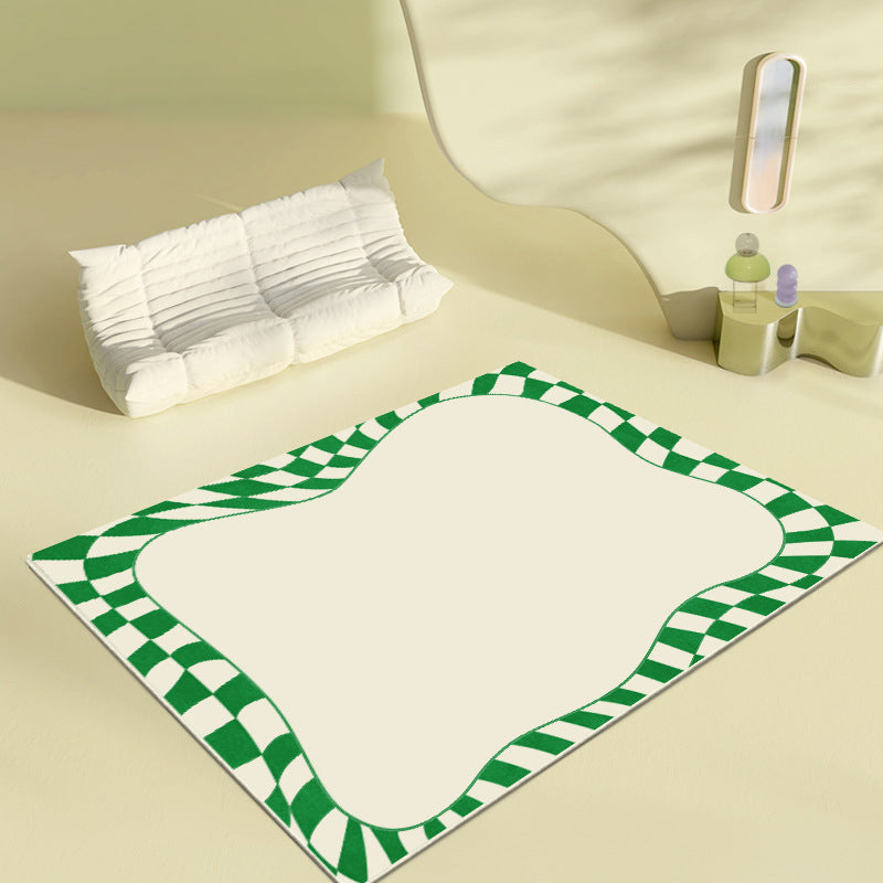 Green Modern Carpet Blending Lattice Carpet Stain Resistant Carpet for Living Room