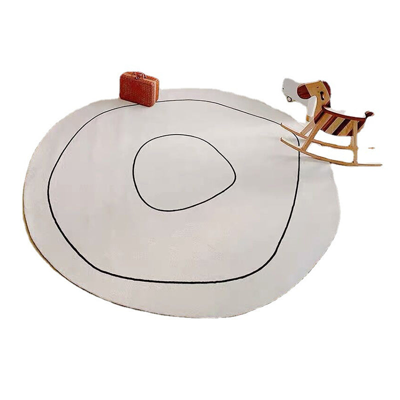 White Casual Rug Polyester Line Rug Non-Slip Backing Rug for Home Decor