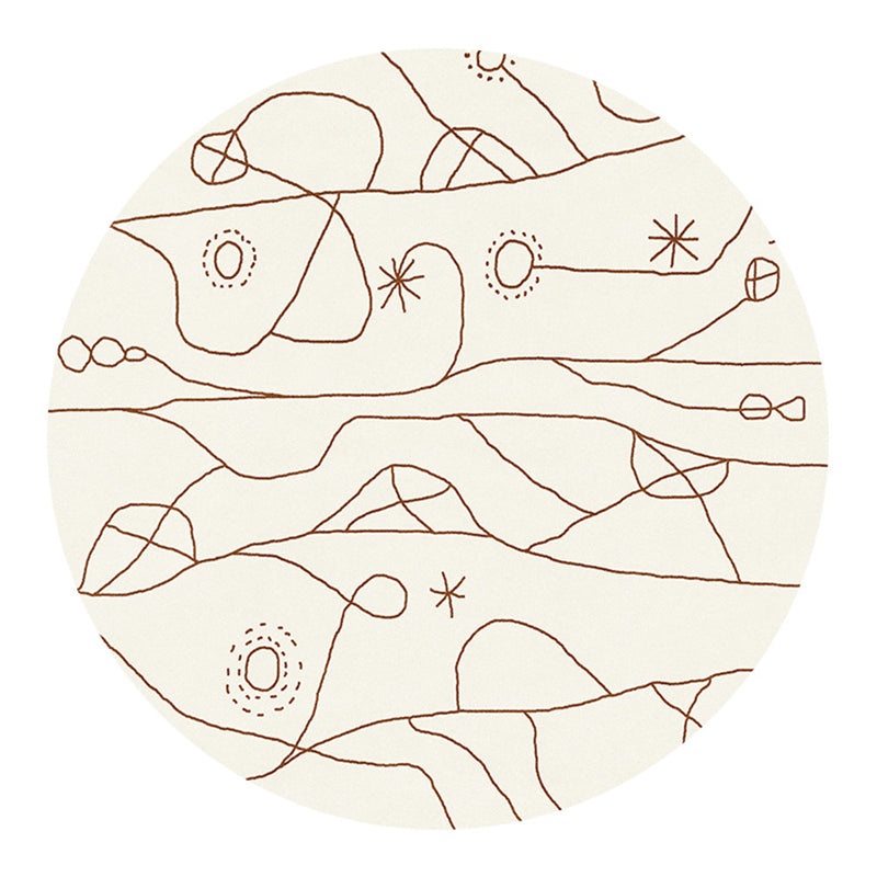 White Modern Rug Blended Abstract Line Indoor Rug Non-Slip Backing Rug for Drawing Room