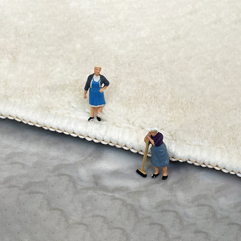 Beige Simple Carpet Polyester Line Carpet Washable Carpet for Living Room