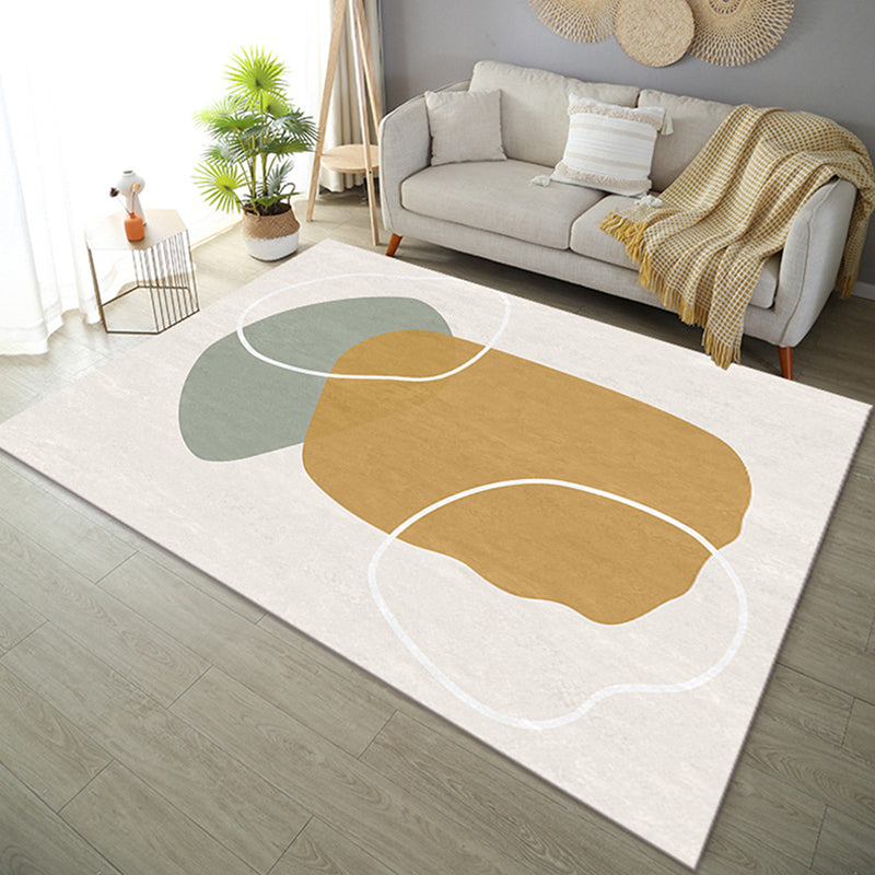 White Nordic Rug Polyester Color Lump Rug Non-Slip Backing Rug for Home Decoration