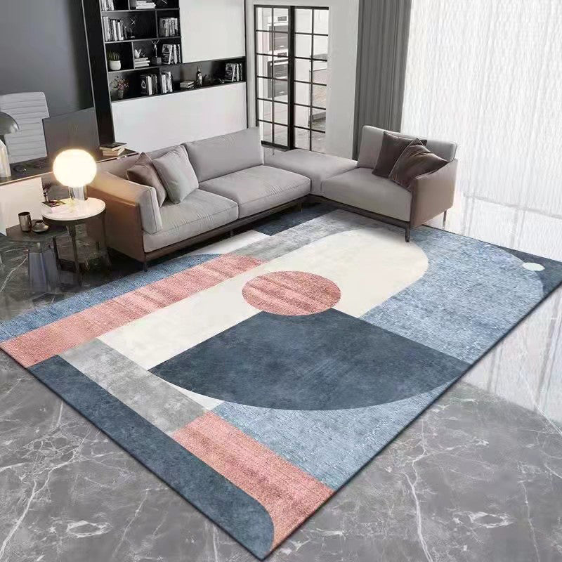 Brown Simple Rug Polyester Color Block Rug Washable Area Rug for Living Room