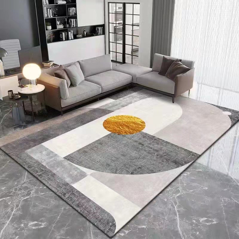 Brown Simple Rug Polyester Color Block Rug Washable Area Rug for Living Room