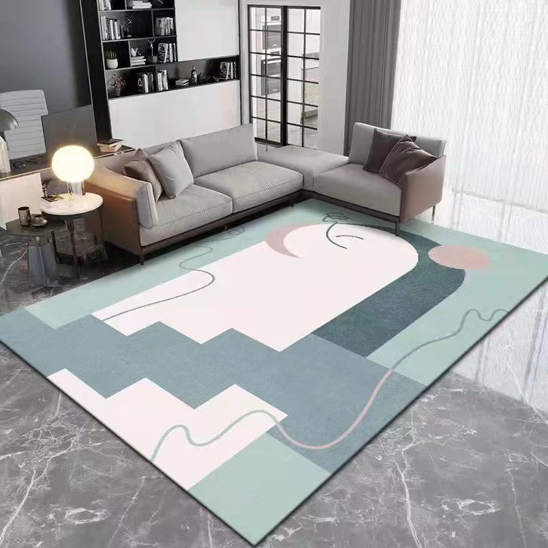 Brown Simple Rug Polyester Color Block Rug Washable Area Rug for Living Room