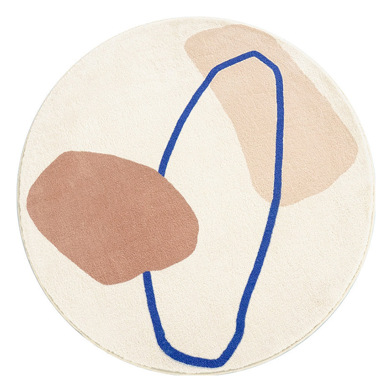 Beige Modern Rug Polyester Contrast Color Rug Non-Slip Backing Rug for Home Decor