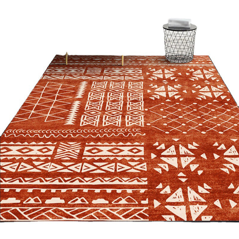 Beige Modern Rug Polyester Pattern Rug Non-Slip Backing Rug for Living Room