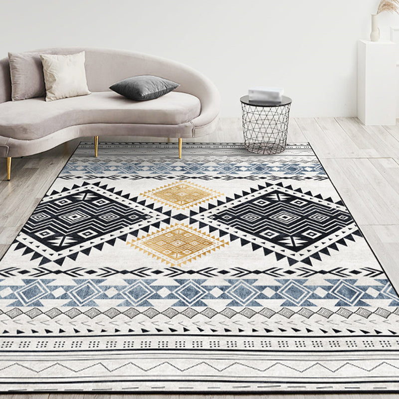 Beige Modern Rug Polyester Pattern Rug Non-Slip Backing Rug for Living Room