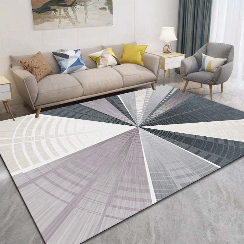 Apricot Abstract Print Rug Polyester Simple Rug Non-Slip Backing Rug for Living Room